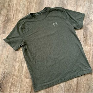 UNDER ARMOUR Army Green Logo Heat Gear Tee